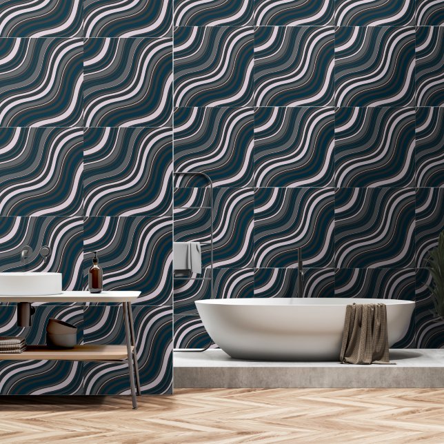 Modern  Women's Rustic Blue & Grey  Wallpaper (Bathroom)
