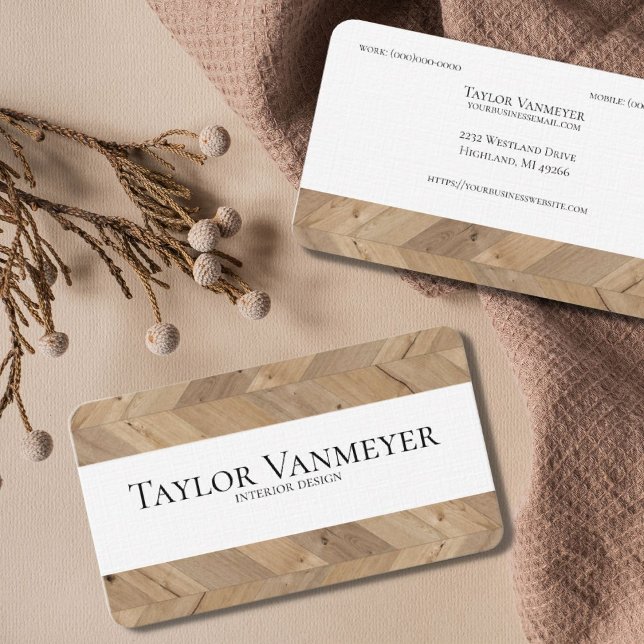 Modern Wood Chevron Pattern Business Cards (Creator Uploaded)