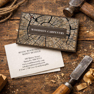 Modern Wood Grain Carpenter Woodworker Business Card
