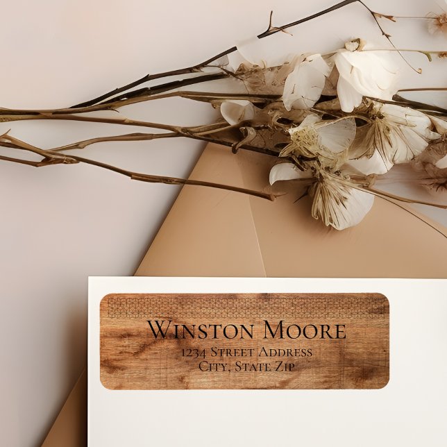 Modern Wood Grain Geometric Pattern Return Address (Creator Uploaded)