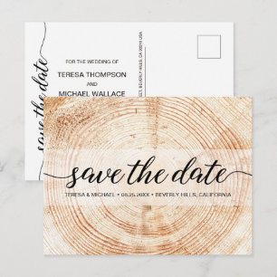Modern Wood Grain Rustic Wedding Custom Postcard
