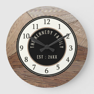 Modern Wood Pallet Family Name Large Clock