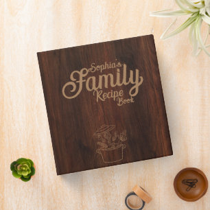 Modern Wooden Shade Family Recipe Cook Book  Binder