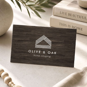 Modern Woodgrain Home Staging Business Card