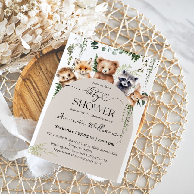 Modern Woodland Animal Neutral Baby Shower Invitation (Creator Uploaded)