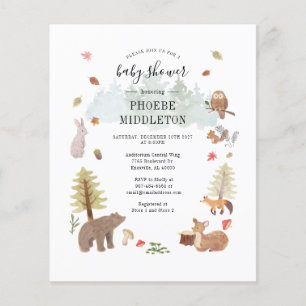 Modern Woodland Animals Boy Baby Shower Invitation