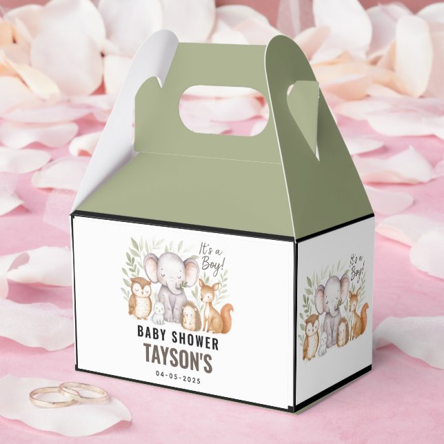 Modern Woodland Animals Forest Boy Baby Shower Favor Box (Wedding)