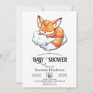 Modern Woodland Digital Fox Baby Shower Invitation