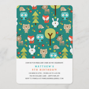 Modern Woodland Friends Birthday Party Invitation