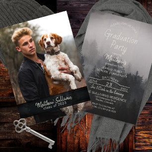 Modern Woodsy Rustic   Photo Graduation Party Invitation