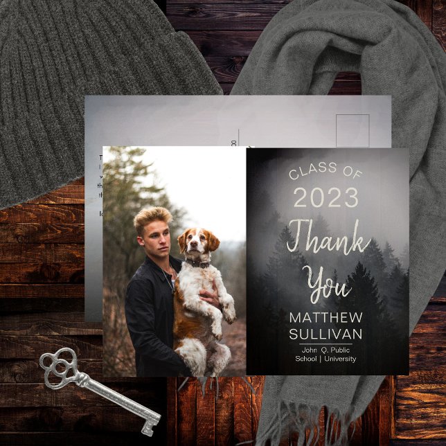 Modern Woodsy Rustic | Photo Thank You Postcard (Creator Uploaded)