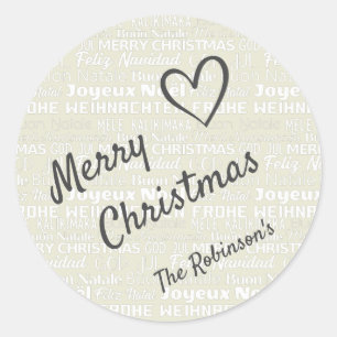 Modern Word Art Cloud Custom Text Merry Christmas Classic Round Sticker