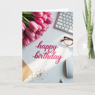 Modern Workspace Birthday Card