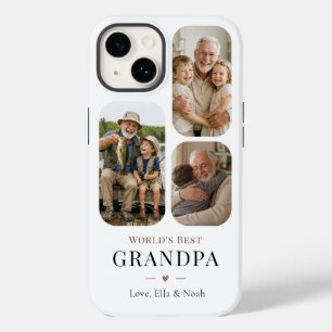 Modern World's Best Grandpa Three Photo Collage Case-Mate iPhone 14 Case