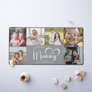 Modern World's Best Mummy Ever Gift Photo Collage Desk Mat
