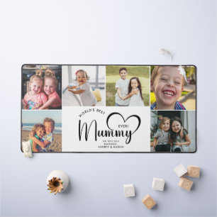 Modern World's Best Mummy Ever Gift Photo Collage Desk Mat