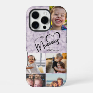 Modern World's Best Mummy Gift Photo Purple Marble iPhone 16 Pro Case