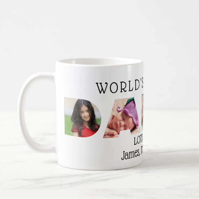 Modern World's Greatest Daddy Custom Photo Coffee Mug (Left)