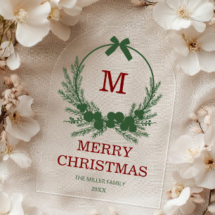 Modern Wreath Merry Christmas Acrylic Card Invitations