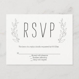 Modern wreath rustic wedding rsvp postcards
