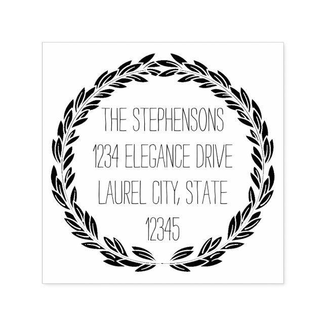 Modern Wreath Wedding or Circle Address Stamp (Design)