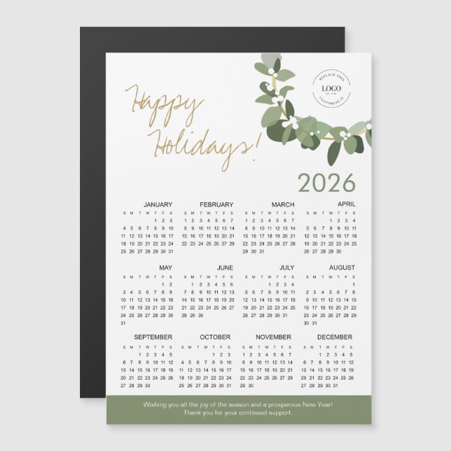 Modern Wreath Your Logo here 2026 Calendar (Front/Back)