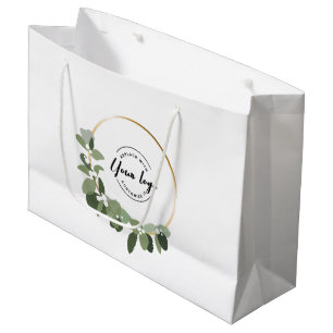 Modern Wreath Your logo here Custom Holiday  Large Gift Bag