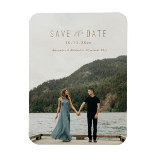 Modern Writing Save the Date Magnet Taupe