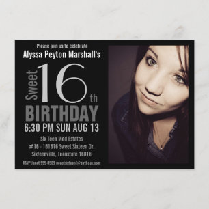 Modern XL Photo Sweet 16th Birthday Party Invitation