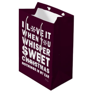Modern Xmas Maroon, Burgundy   Sweet Xmas Medium Gift Bag