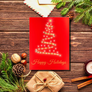 Modern Xmas tree in bright red Holiday Postcard