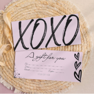 Modern XOXO black & pink gift card voucher