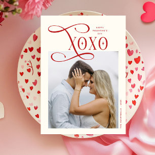 Modern XOXO Couples Photo Happy Valentines Day Holiday Card