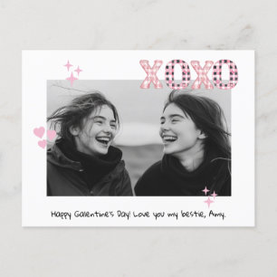 Modern XOXO Galentine's Day Custom Photo & Text Po Postcard