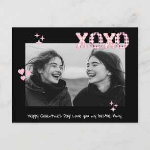 Modern XOXO Galentine's Day Custom Photo & Text Po Postcard