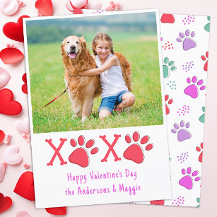 Modern XOXO Valentines Day Dog Lover Pet Photo Holiday Card