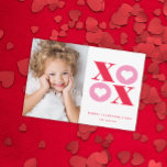 Modern XOXO Valentine's Day Photo Holiday Card<br><div class="desc">This modern photo valentine's day card features bold red and pink xoxo with hearts in the o's on a white background.</div>