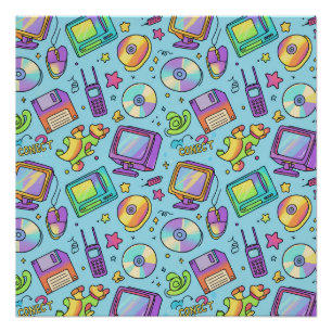 Modern Y2K Retro Tech Aesthetic Art Poster