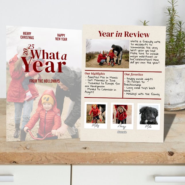 Modern Year in Review Holiday Photo Card (Celebrate your one-of-a-kind 2025 with this bold and modern holiday photo card.)