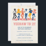 Modern Yeehaw Cowgirl 21st Birthday Party Invitation<br><div class="desc">Saddle up, girls! Celebrate in style with this vibrant Modern Cowgirls Birthday Party Invitation, perfect for a 21st birthday or any other milestone celebration. Featuring a colourful, contemporary design with playful dancing cowgirls, this invitation sets a fun and lively tone for your event. Its bold modern aesthetic makes it ideal...</div>