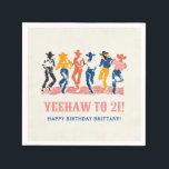 Modern Yeehaw Cowgirl 21st Birthday Party Napkin<br><div class="desc">Saddle up, girls! Celebrate in style with this vibrant Modern Cowgirls Birthday Party Cocktail Napkins, perfect for a cowgirl themed birthday or any other milestone celebration. Featuring a colourful, contemporary design with playful dancing cowgirls, this party decor sets a fun and lively tone for your event. Its bold modern aesthetic...</div>