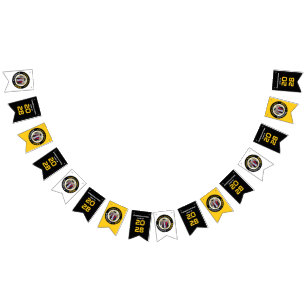 Modern Yell Black White Graduation Photo Bunting Flags