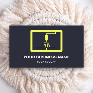 Modern Yellow 3D Printer Business Card