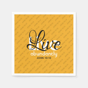 Modern Yellow Abundant Life John 10 10 Christian Napkin