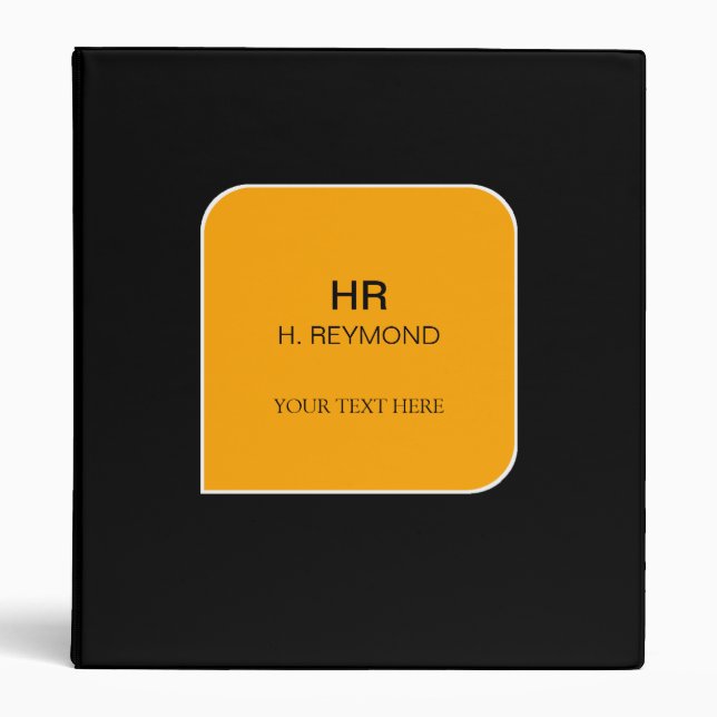 modern yellow-and-black custom binder (Front)