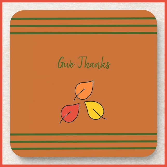 Modern Yellow and Gold Give Thanks Coasters (Creator Uploaded)