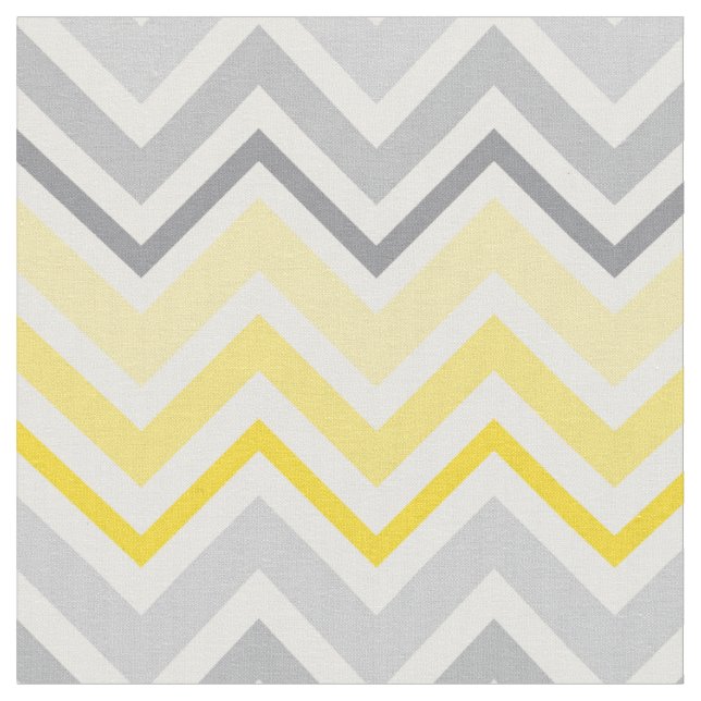 Modern Yellow and Grey Chevron Pattern Fabric (Close Up)