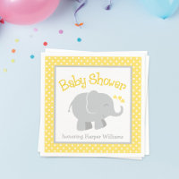 Modern Yellow and Grey Elephant Baby Shower