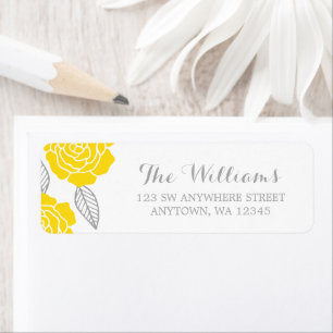 Modern Yellow and Grey Rose Return Address