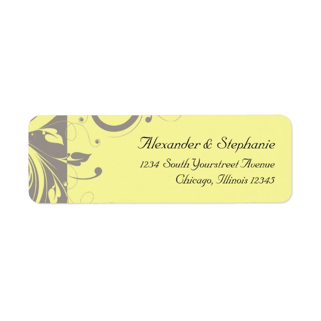 Modern Yellow and Grey Swirl Wedding (Front)